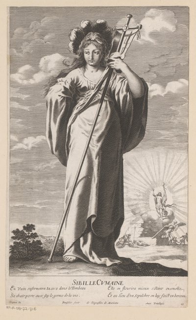 Sibylle von Cumae, mit der Auferstehung Christi im Hintergrund von Gilles Rousselet