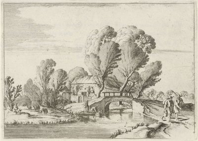 Zwei Spaziergänger an einem Kanal von Gillis van Scheyndel (I)