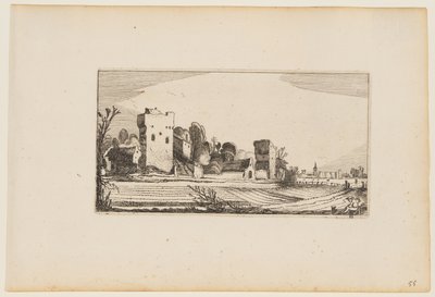 Felder vor Ruinen in Bauernhöfe verwandelt, aus Zwölf Landschaften mit Figuren von Gillis van Scheyndel
