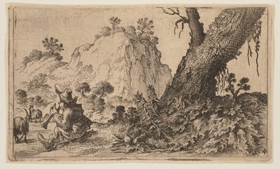 Hirte spielt Flöte für eine Ziegenherde, aus Zwölf Landschaften von Gillis van Scheyndel
