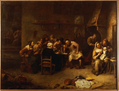 Bauern trinken und rauchen in einem Gasthaus von Gillis van Tilborgh