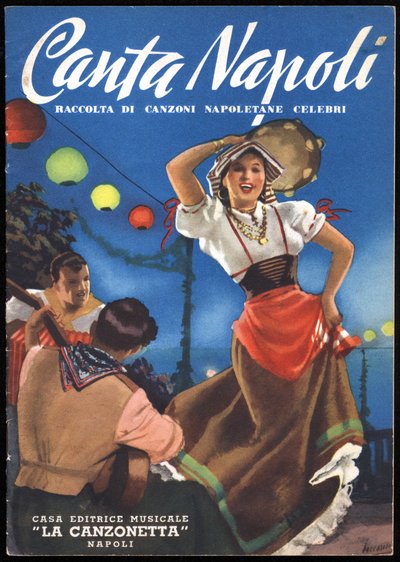 Neapel: Sammlung berühmter neapolitanischer Lieder: „Canta Napoli“. Das Cover ist illustriert von Gino Boccasile (1901-1952), ca. 1937. von Gino Boccasile