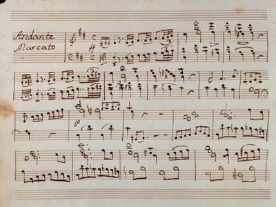 Erste Seite der Partitur der reduzierten Symphonie für Klavier von Tancredi, Oper von Gioacchino Rossini von Gioachino Rossini