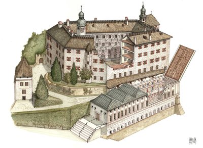 Renaissancearchitektur: Rekonstruktion des Schlosses Ambras von Giorgio Albertini