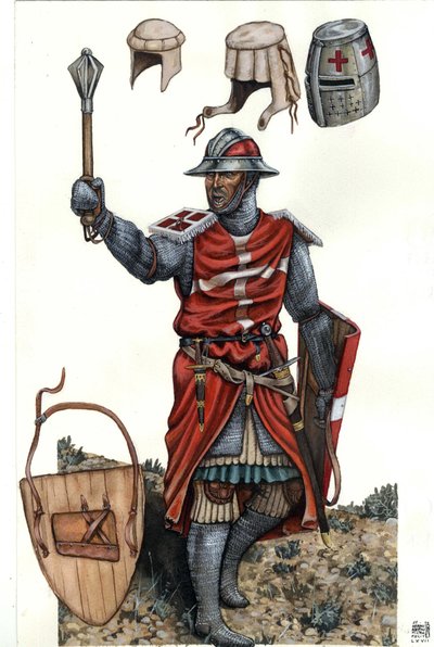 Darstellung eines Sergeanten des Ordens von St. Johann von Jerusalem (oder Hospitaliter) im 13. Jahrhundert von Giorgio Albertini