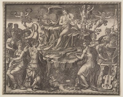 Apollo und die Musen auf dem Berg Parnass von Giorgio Ghisi