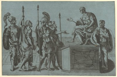 Römische Soldaten vor einem Kaiser, vor 1540 von Giorgio Ghisi
