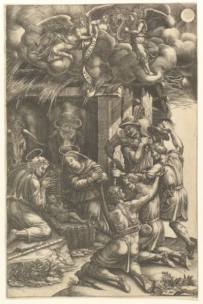Die Anbetung der Hirten, späte 1570er Jahre von Giorgio Ghisi