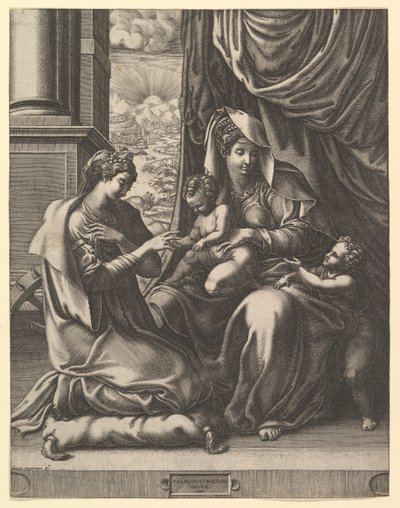 Die mystische Hochzeit der Heiligen Katharina, ca. 1555-56 von Giorgio Ghisi