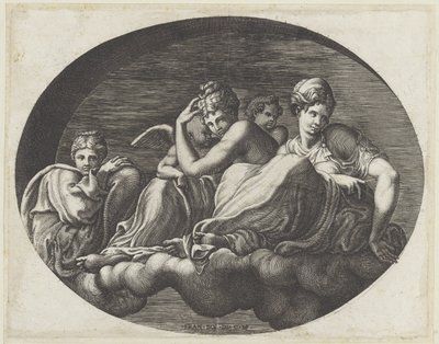 Venus, zwei Göttinnen und zwei Putti von Giorgio Ghisi