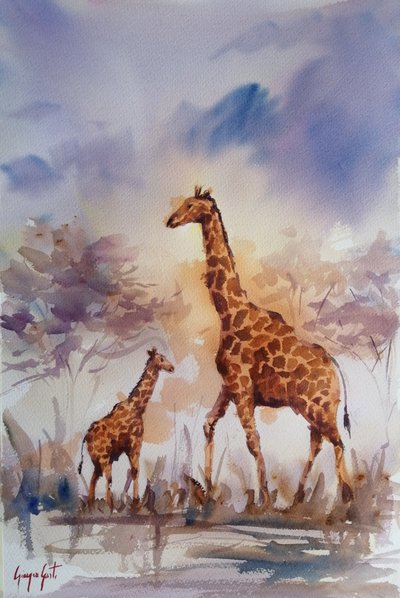 Afrikanische Giraffenfamilie von Giorgio Gosti