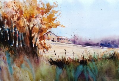 Herbstlicher Bauernhof am Hang von Giorgio Gosti
