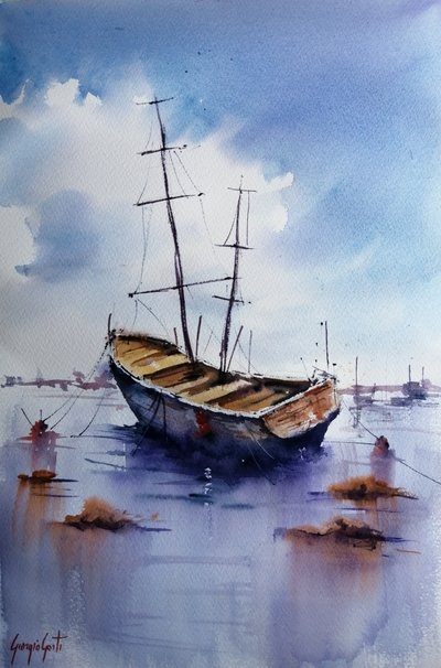 Altes Boot, ruhiges Wasser von Giorgio Gosti