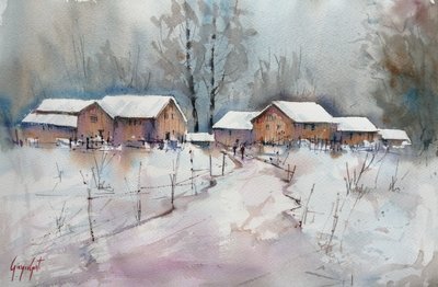 Rustikales Winterdorf von Giorgio Gosti