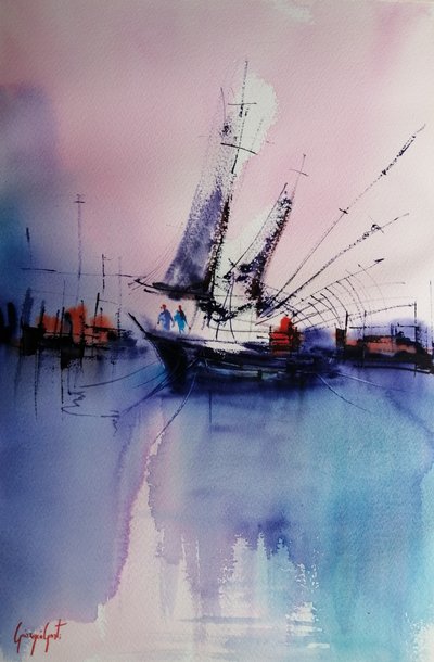 Segelboote Sonnenuntergang von Giorgio Gosti