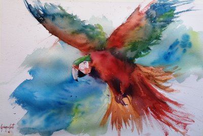 Lebhafter Ara im Flug von Giorgio Gosti