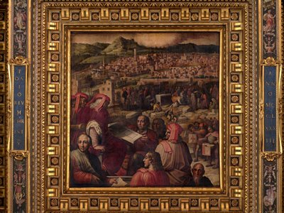 Arnolfo zeigt den Plan zur Erweiterung von Florenz von Giorgio Vasari