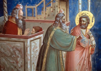 Der Priester weist Joachim zurück, der mit einem Lamm zum Opfer kam. (Detail) von Giotto (c.1266 1337)