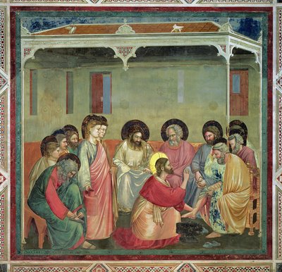 Christus wäscht die Füße der Jünger, um 1305 (nach der Restaurierung) von Giotto di Bondone