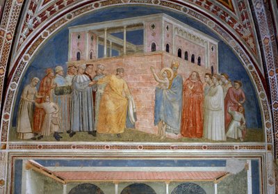 St. Franziskus verzichtet auf seine weltlichen Güter, aus der Bardi-Kapelle, um 1320 von Giotto di Bondone