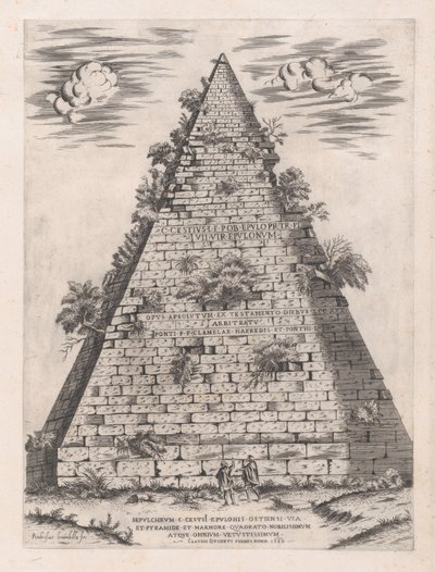 Speculum Romanae Magnificentiae: Pyramide des Caius Cestius, 1582 von Giovanni Ambrogio Brambilla