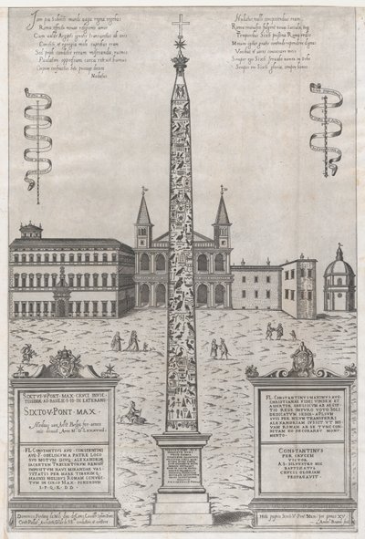 Speculum Romanae Magnificentiae: Der ägyptische Obelisk von Konstantin, 1589 von Giovanni Ambrogio Brambilla
