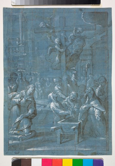 Die Erfindung des Heiligen Kreuzes, Zeichnung von Giovanni Andrea Ansaldo