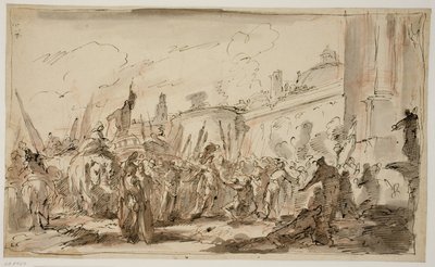 Der Kopf des Pompeius wird Cäsar präsentiert von Giovanni Antonio Pellegrini