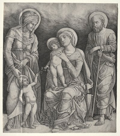 Heilige Familie mit der heiligen Elisabeth und dem kleinen Johannes dem Täufer von Giovanni Antonio da Brescia