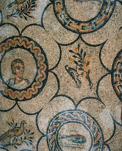 Detail des Bodens der frühchristlichen Basilika von Aquileia, Udine von Phillipe de Marlier