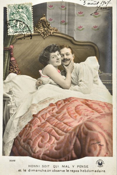 Postkarte: Honni soit qui mal y pense/Sonntagsruhe wöchentlich - Datum 1907 von Phillipe de Marlier