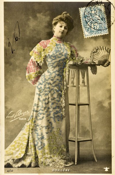 Postkarte: Porträt von Arlette Dorgere/Nee Anna Mathilde Irma Jouve (1880 - 1965), Komikerin, Tänzerin und Sängerin von Phillipe de Marlier
