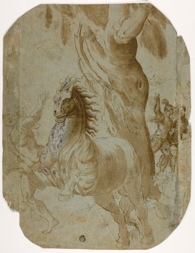 Bekehrung des Hl. Paulus (recto); Mann von hinten gesehen (verso) von Giovanni Antonio da Pordenone