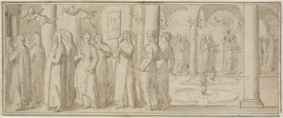 Prozession von Nonnen und Novizinnen zu Ehren eines männlichen Heiligen von Giovanni Balducci