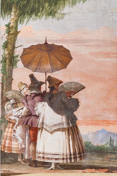 Gästeunterkunft, Raum der falschen gotischen Architekturen: Ein Sommerausflug von Giovanni Battista Tiepolo
