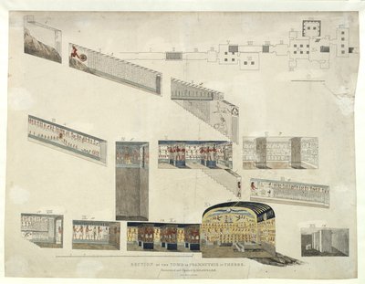Abschnitt des Grabes von Psammuthis in Theben, entdeckt und geöffnet von Belzoni im Jahr 1818 von Giovanni Battista Belzoni