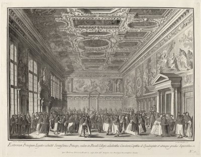 Empfang der ausländischen Botschafter durch den Dogen im Sala del Collegio von Giovanni Battista Brustolon after Canaletto