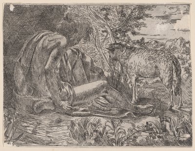 Johannes der Täufer mit einem Lamm, 1600-35 von Giovanni Battista Caracciolo