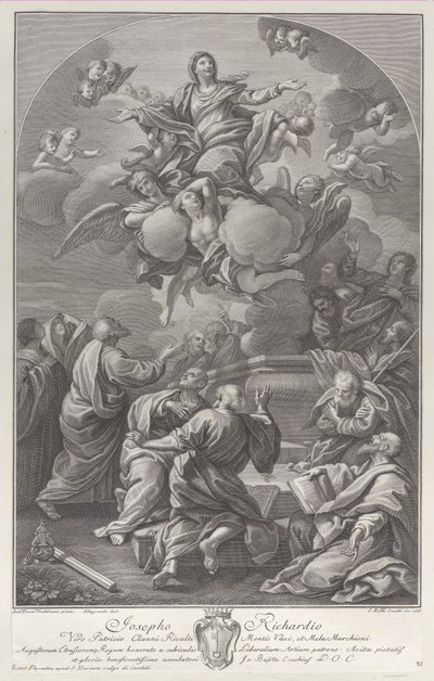Die Himmelfahrt der Jungfrau, die von Aposteln umgeben aus dem Grab steigt, 1778 von Giovanni Battista Cecchi