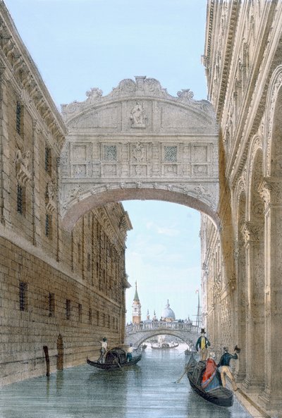 Gondeln unter der Seufzerbrücke, ca. 1850 von Giovanni Battista Cecchini