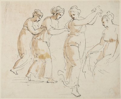 Eine sitzende und drei tanzende Nymphen von Giovanni Battista Cipriani
