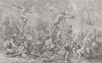 Die Kreuzigung, mit der Abnahme des Kreuzes in der Mitte, Soldaten überall und ein Dieb... von Giovanni Battista Cipriani