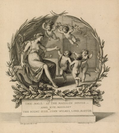 Eintrittskarte zum Ball im Mansion House, London, 17. April 1775 von Giovanni Battista Cipriani