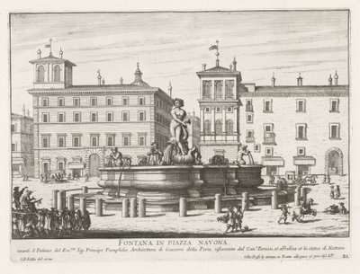 Fontana del Moro auf der Piazza Navona in Rom von Giovanni Battista Falda