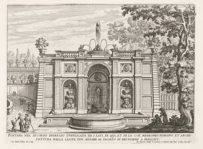 Brunnen in den Gärten der Villa Aldobrandini in Frascati (Brunnen der Villen von Frascati) von Giovanni Battista Falda