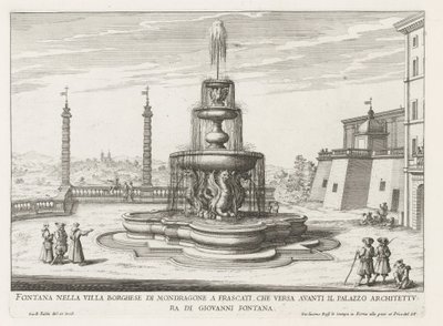 Brunnen in den Gärten der Villa Mondragone in Frascati von Giovanni Battista Falda