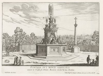 Brunnen auf der Piazza San Pietro in Montorio auf dem Janiculumberg in Rom von Giovanni Battista Falda