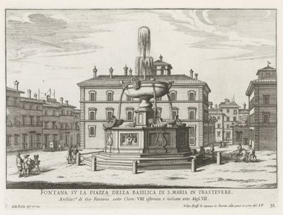 Brunnen auf der Piazza Santa Maria in Trastevere von Giovanni Battista Falda