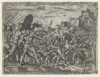 Die Armee von Romulus im Kampf mit den Sabinern von Giovanni Battista Fontana