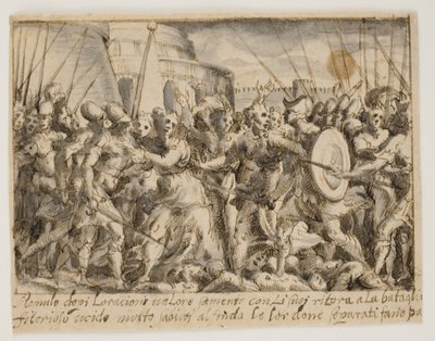 Die Sabinerinnen verhandeln Frieden zwischen den Römern und den Sabinern von Giovanni Battista Fontana